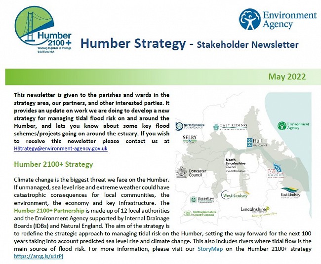 Humber newsletter May 2022 front page.