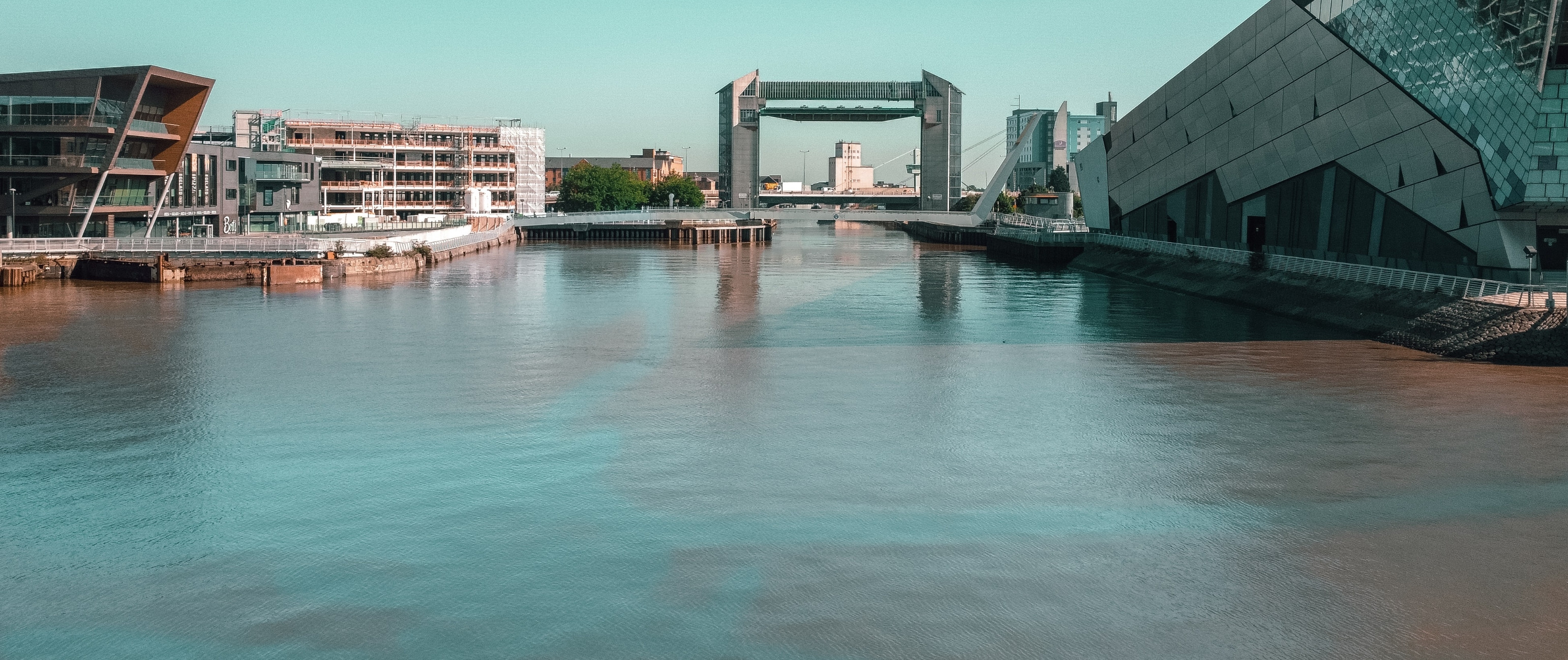 The river Hull, next to The Deep, in Hull.