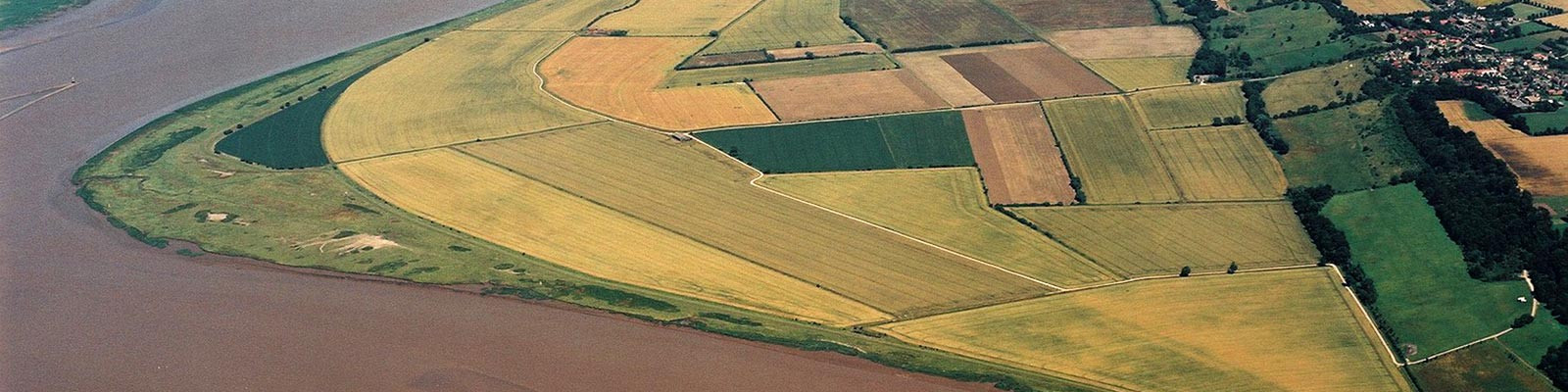 Aerial view of the bank of the Humber estuary.